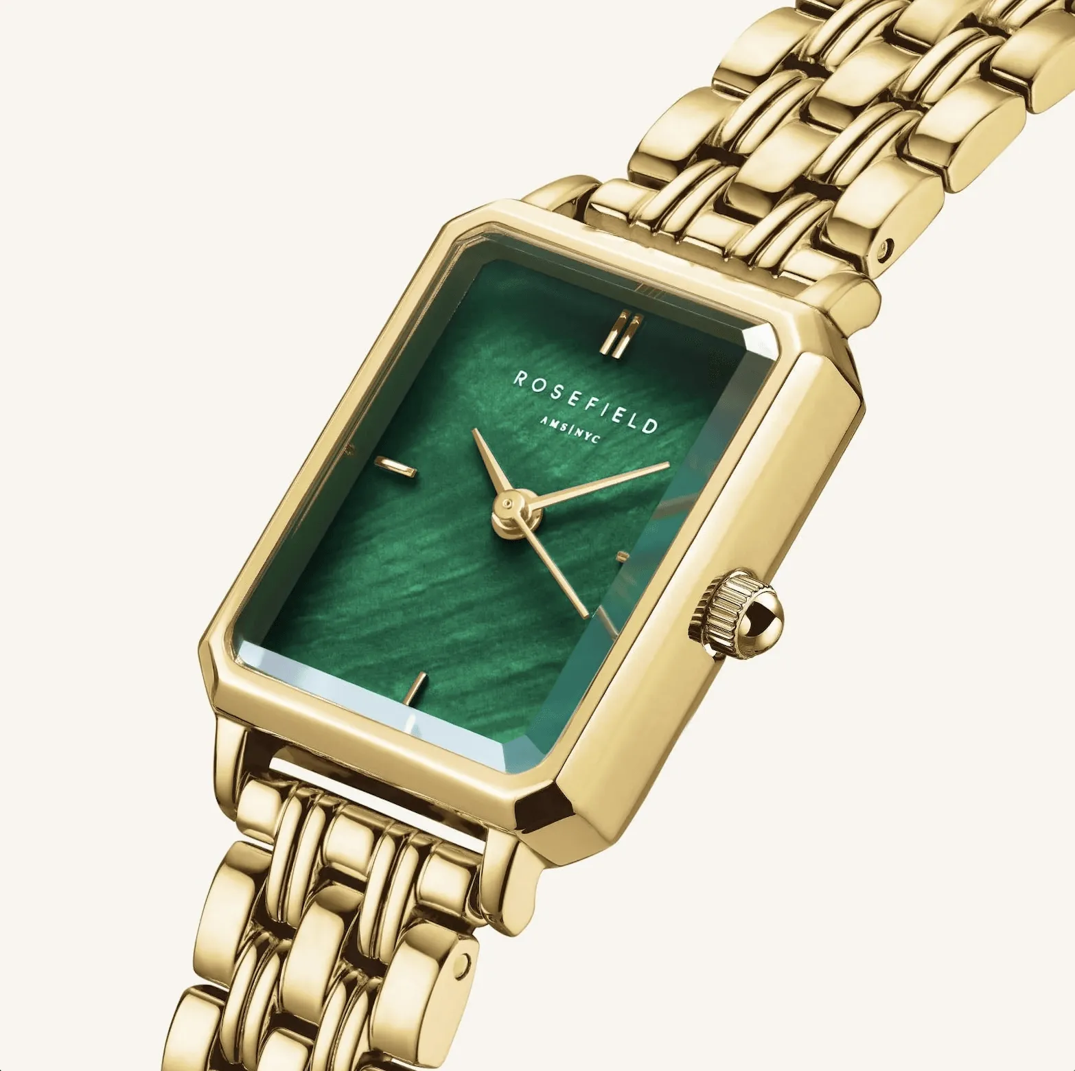 ROSEFIELD The Octagon XS Emerald - Gold Strap