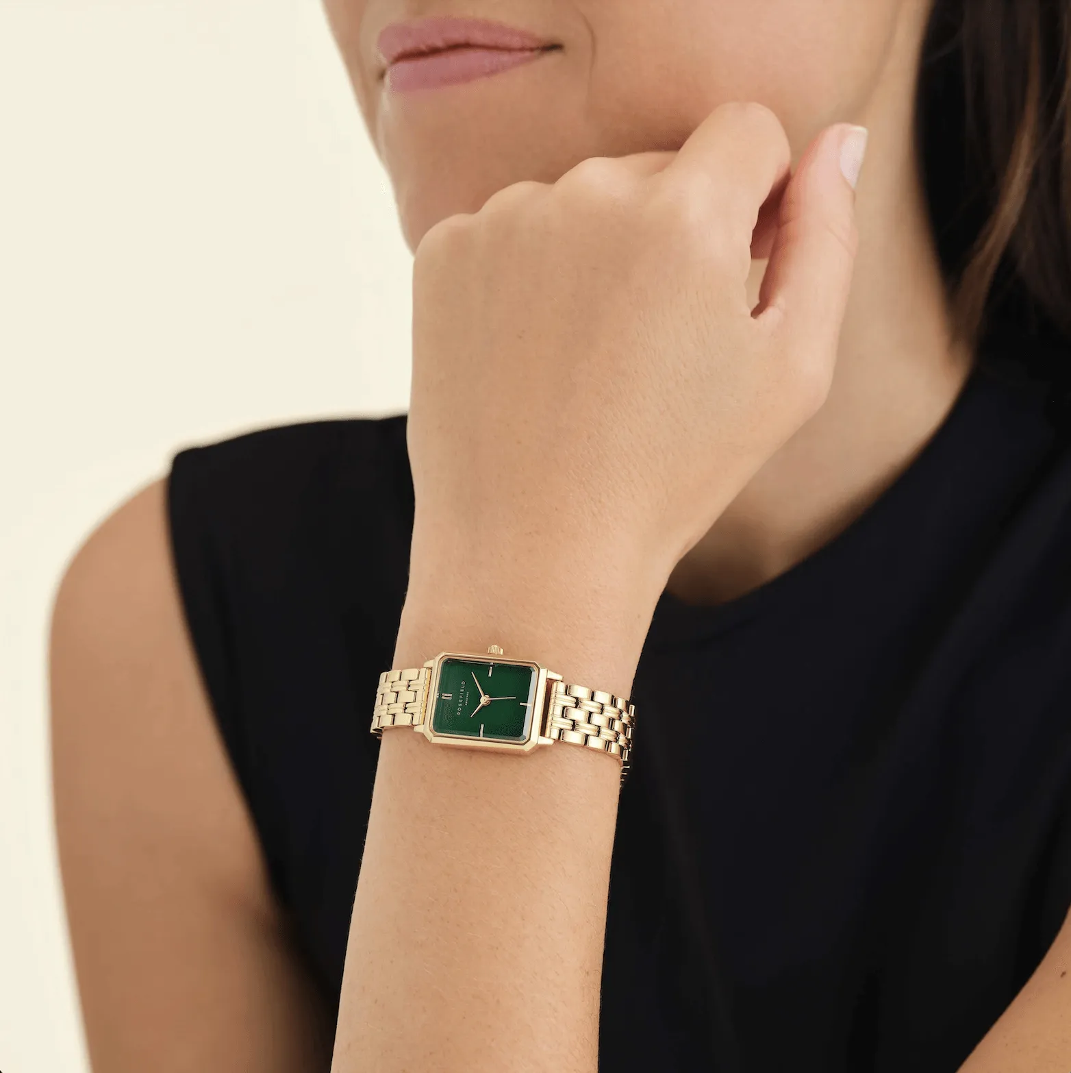 ROSEFIELD The Octagon XS Emerald - Gold Strap