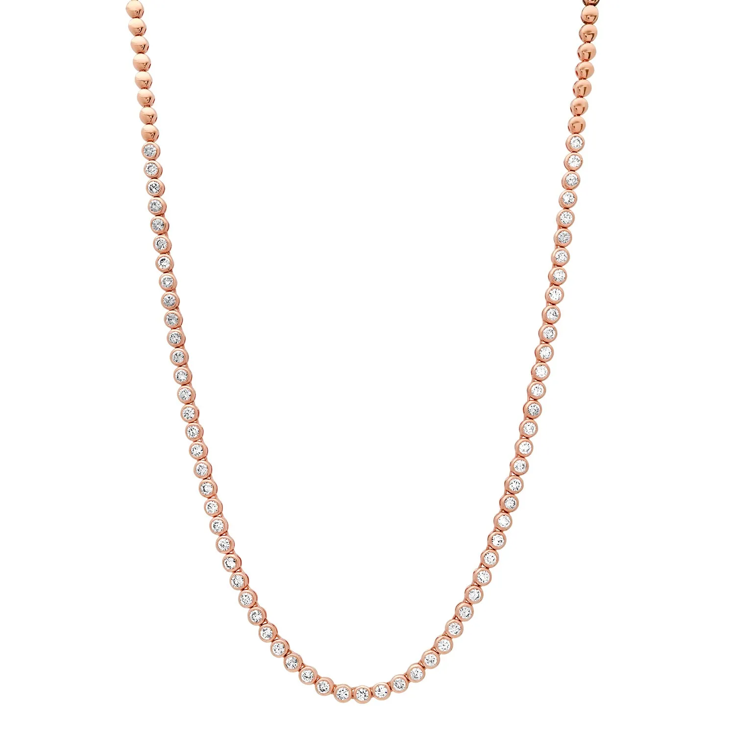 Round Bezel Set Diamond Tennis Necklace