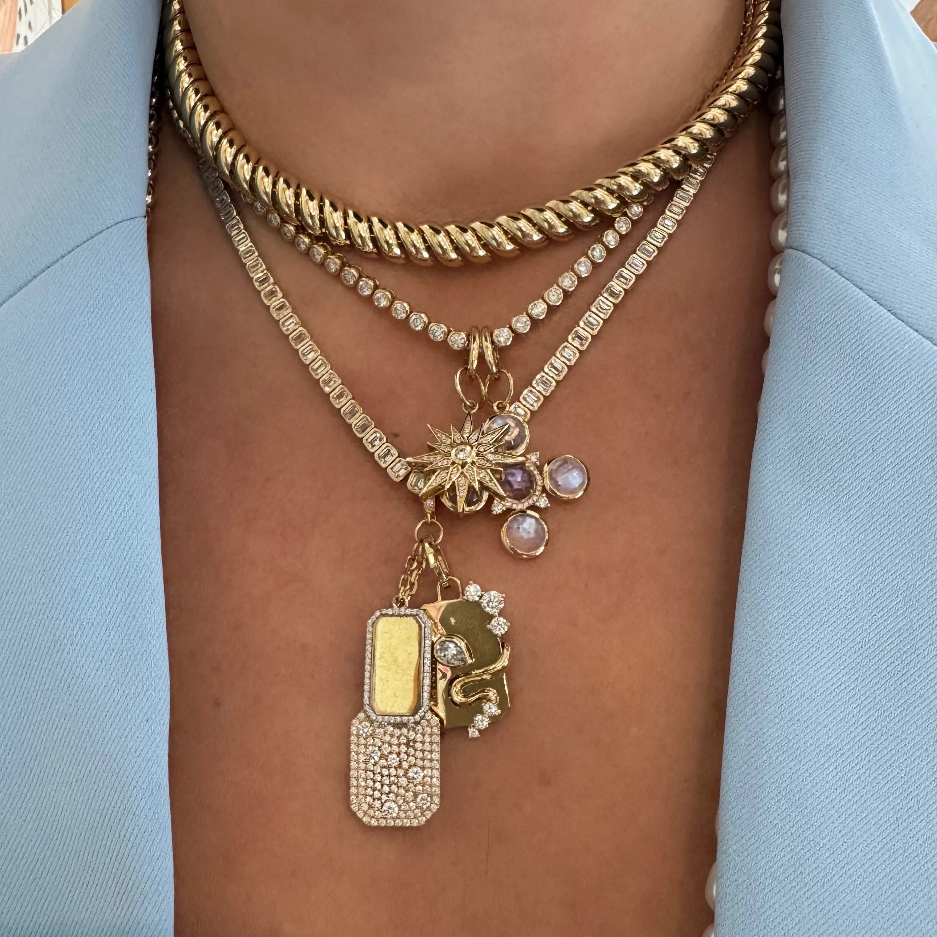 Round Bezel Set Diamond Tennis Necklace