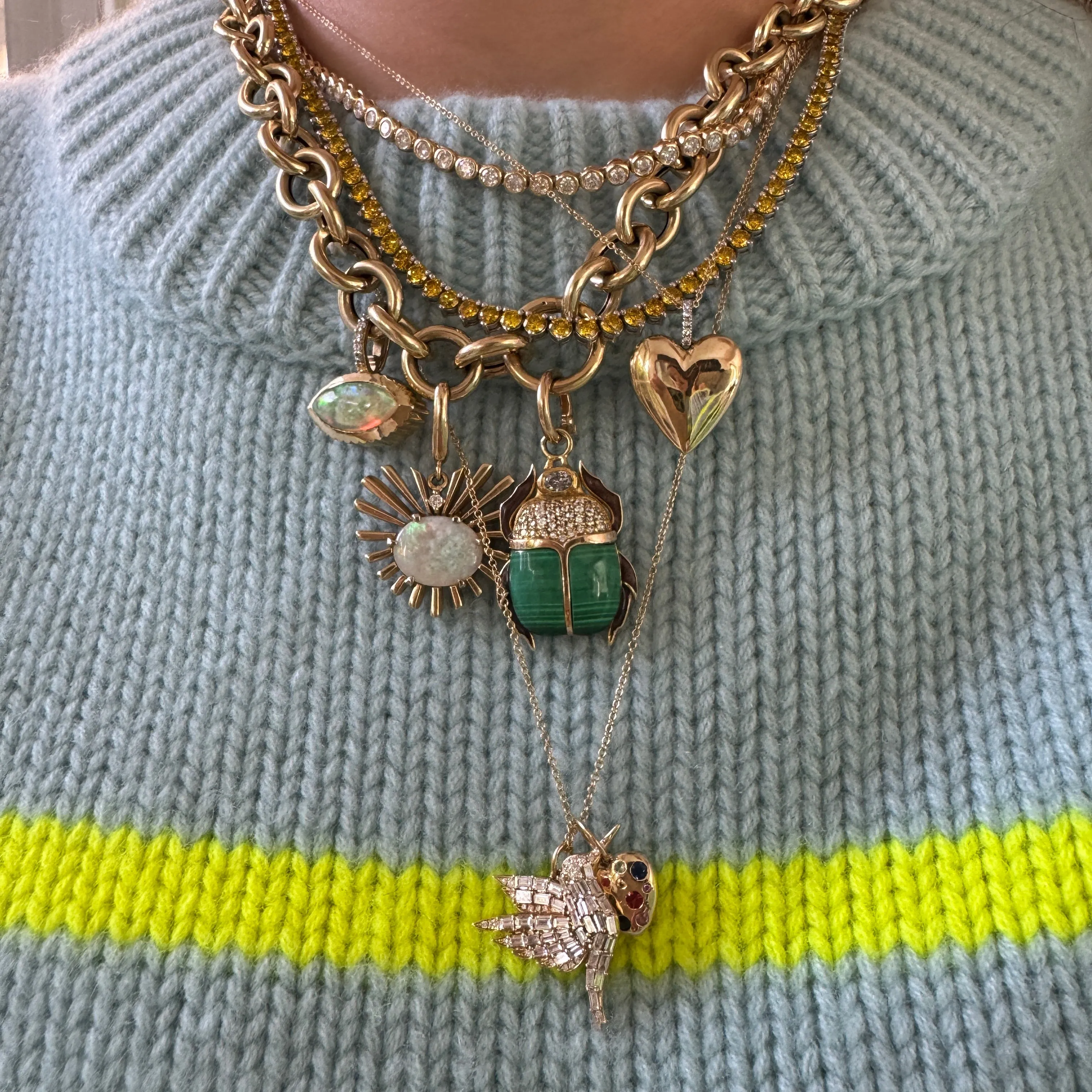 Round Bezel Set Diamond Tennis Necklace