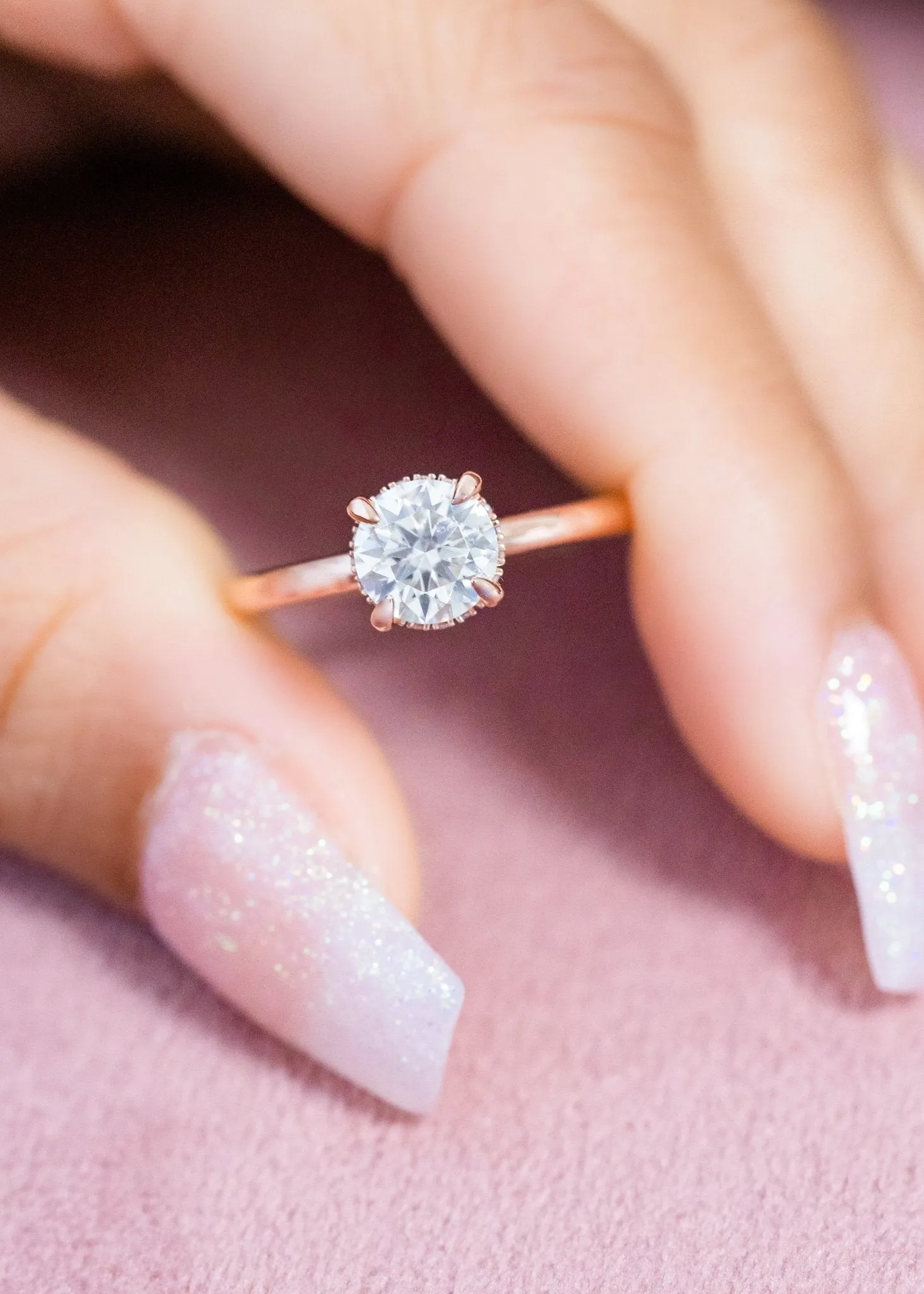 Round Moissanite Solitaire Engagement Ring