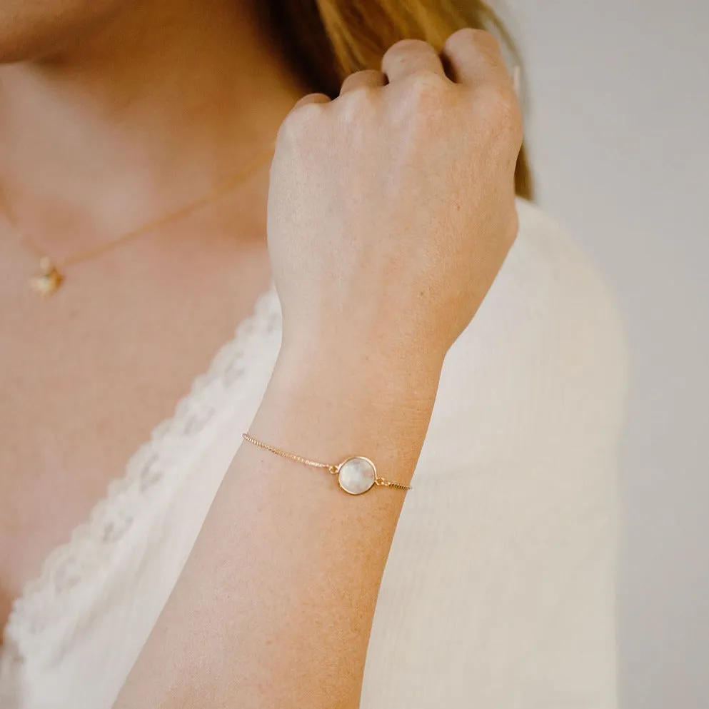 Round Mother of Pearl Adjustable Bracelet