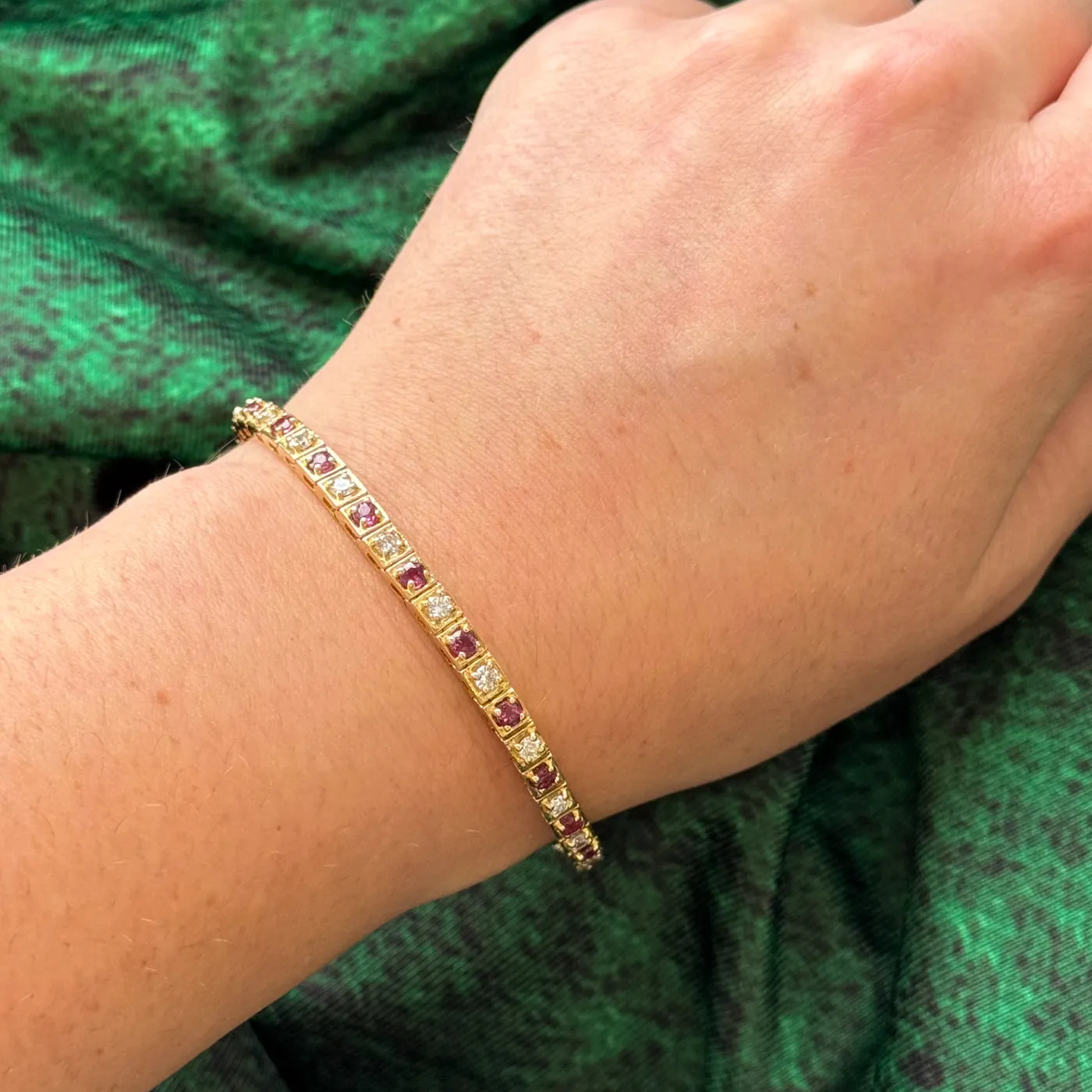 Ruby and Diamond Tennis Bracelet | 1.72ctw, 1.26ctw | 7"