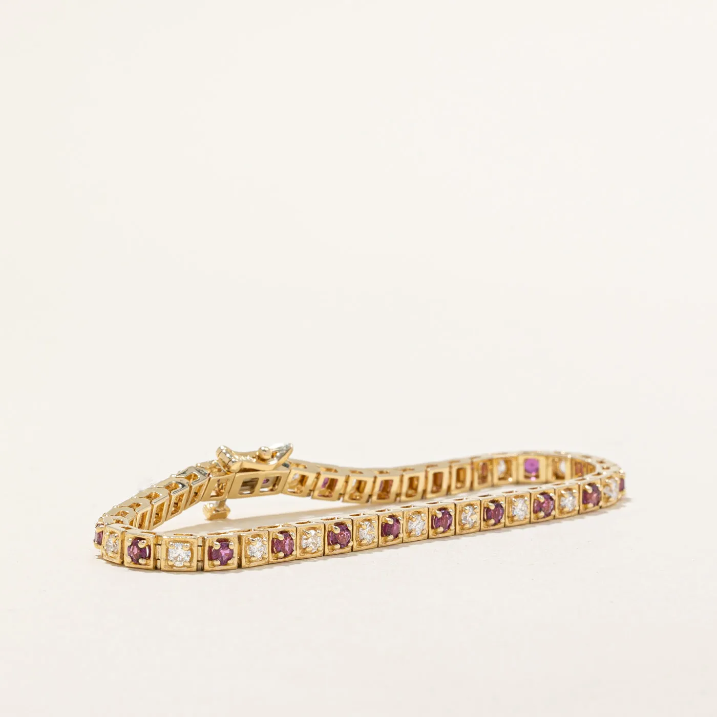 Ruby and Diamond Tennis Bracelet | 1.72ctw, 1.26ctw | 7"