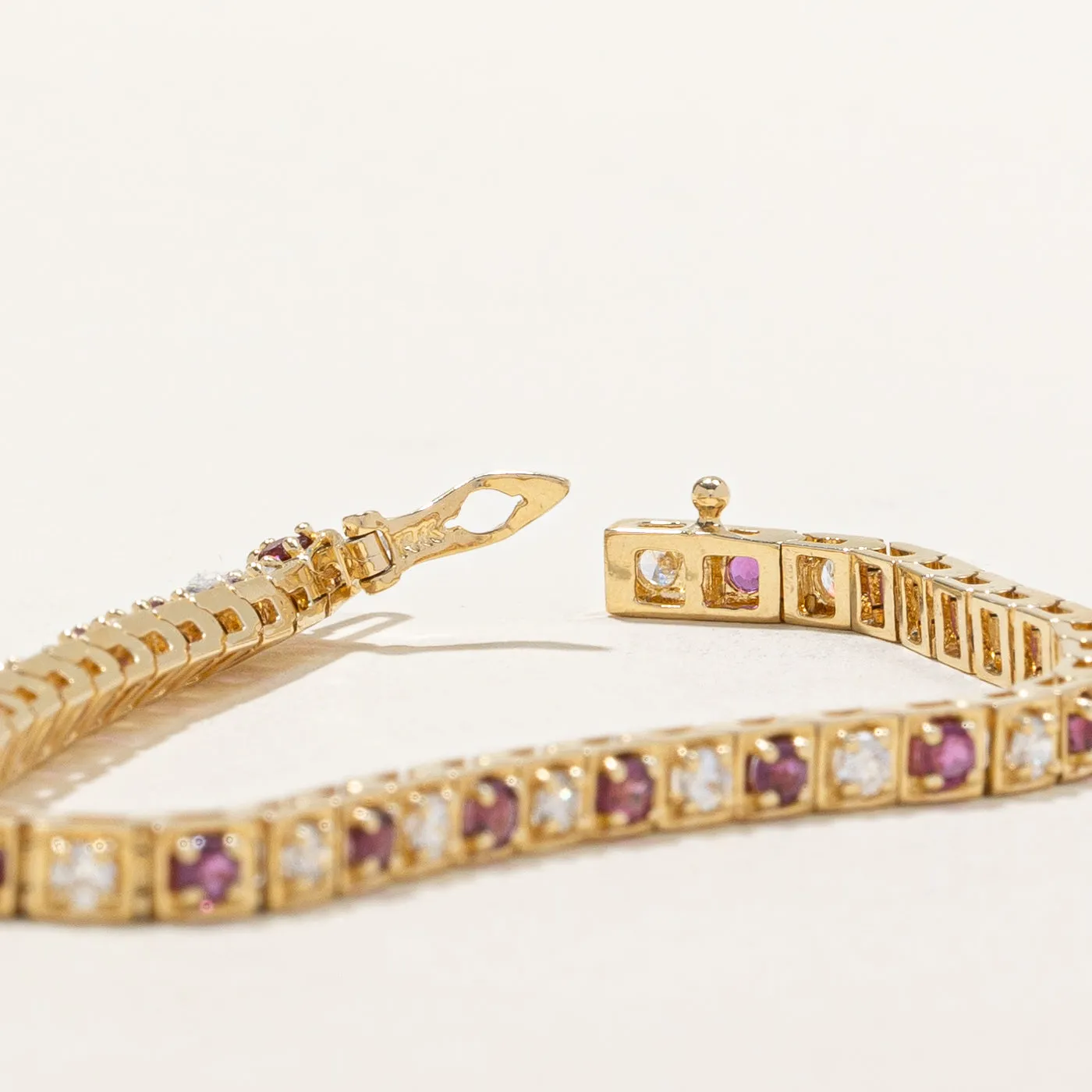 Ruby and Diamond Tennis Bracelet | 1.72ctw, 1.26ctw | 7"