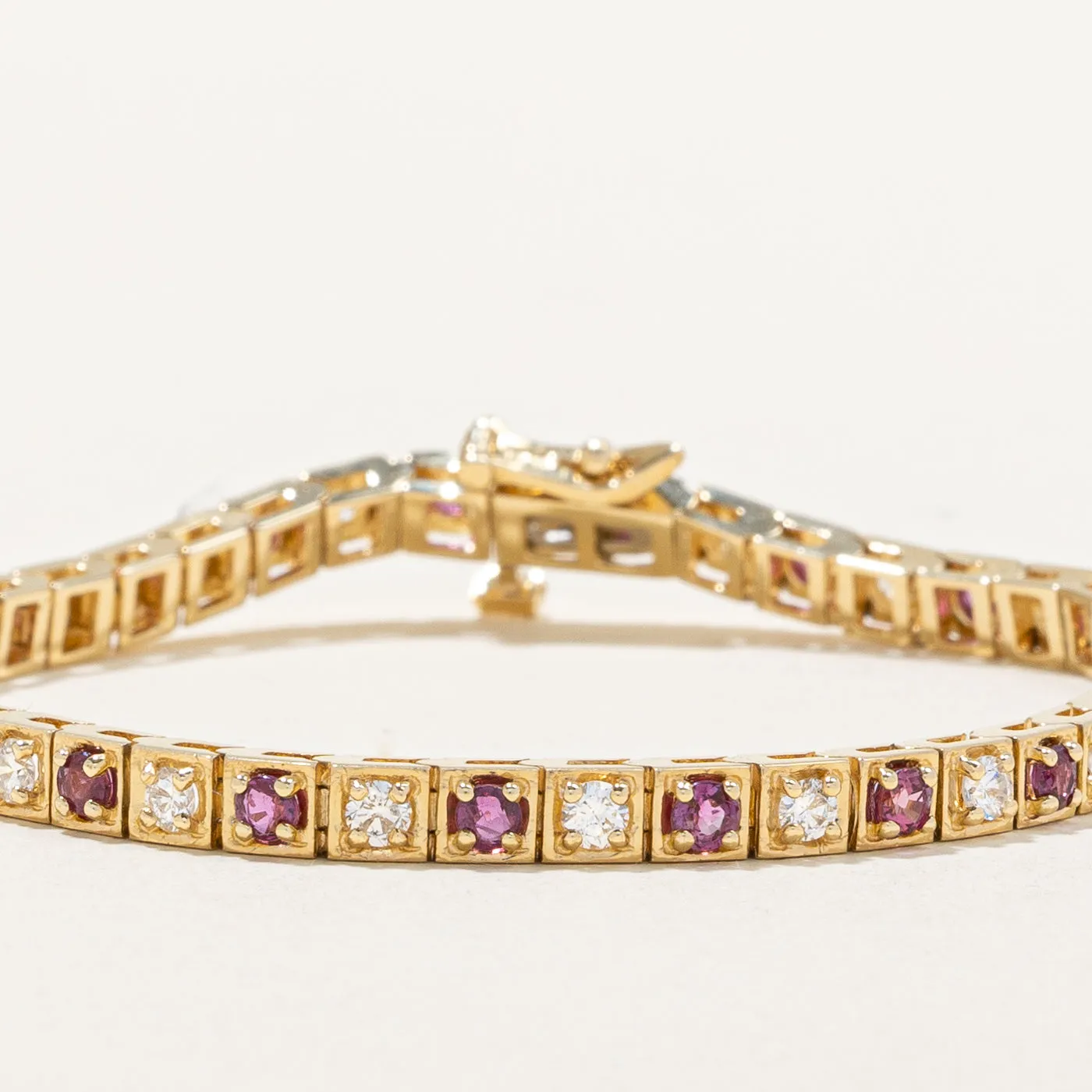 Ruby and Diamond Tennis Bracelet | 1.72ctw, 1.26ctw | 7"