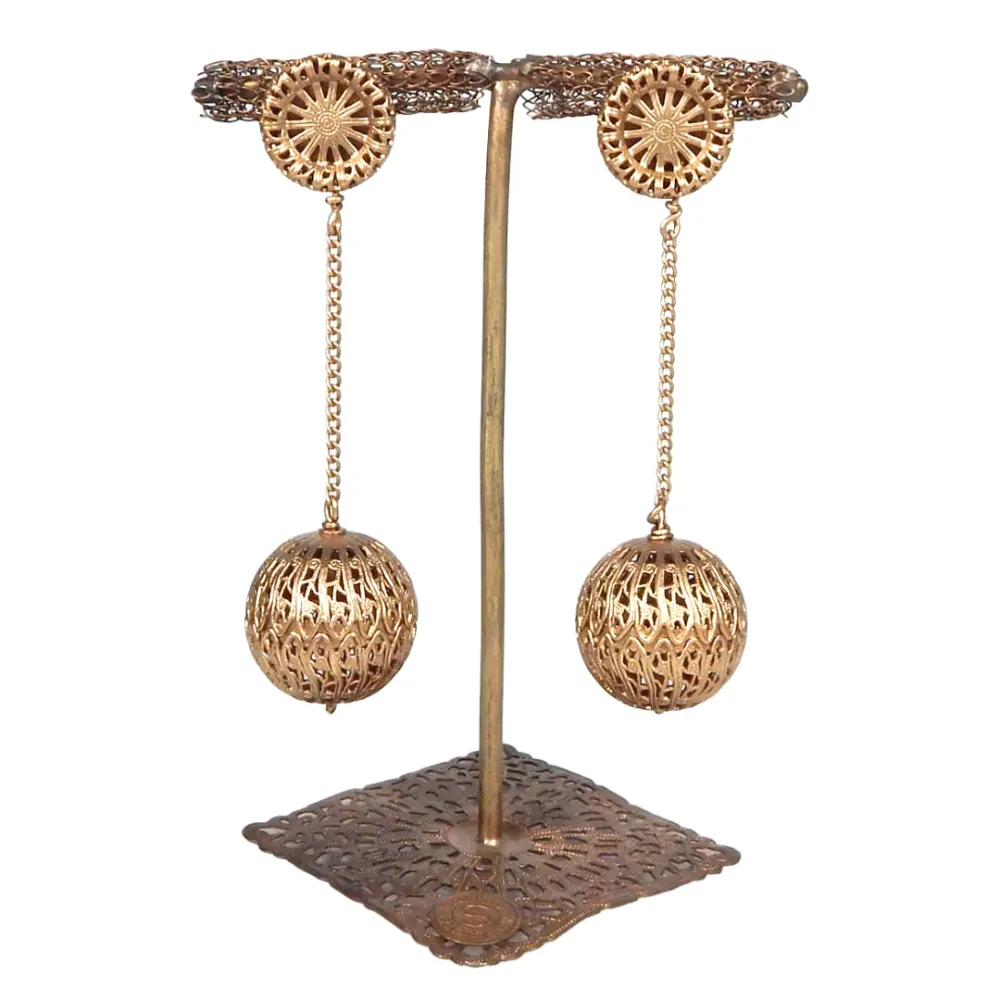 Sarah Cavender Metalwork Jewellery - Gold Filigree Ball Earrings