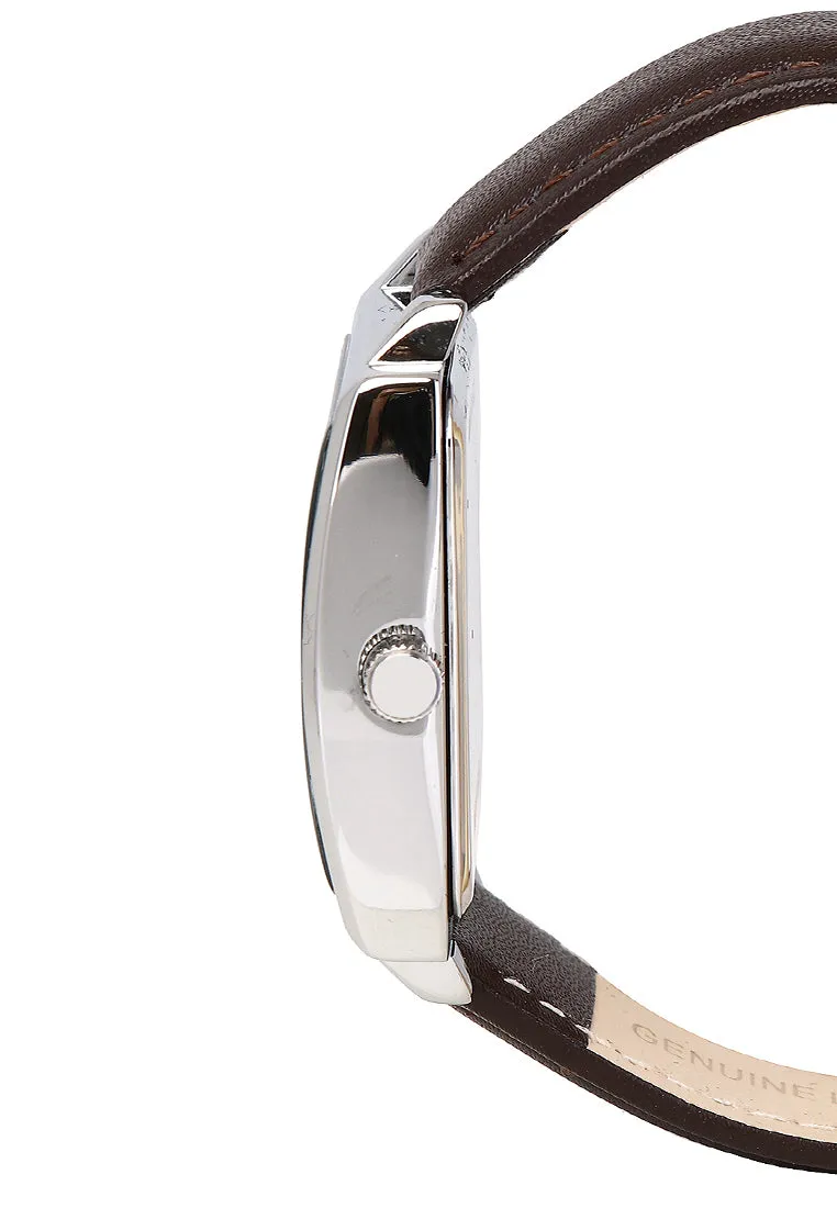 Sean Silver  Leather  Watch (Chocolate)