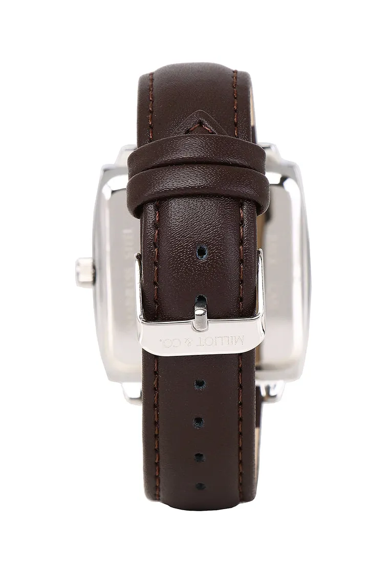 Sean Silver  Leather  Watch (Chocolate)
