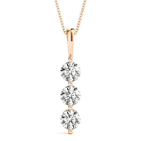 Shared Prong 1.00 ctw Diamond Three Stone Necklace Pendant