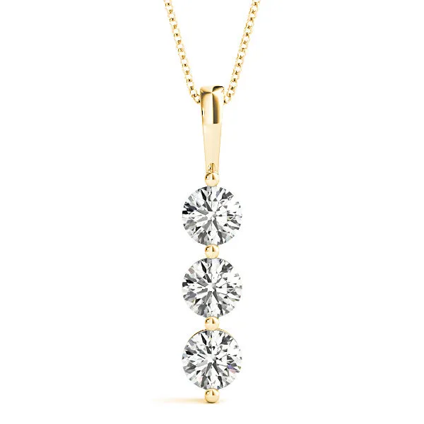 Shared Prong 1.00 ctw Diamond Three Stone Necklace Pendant