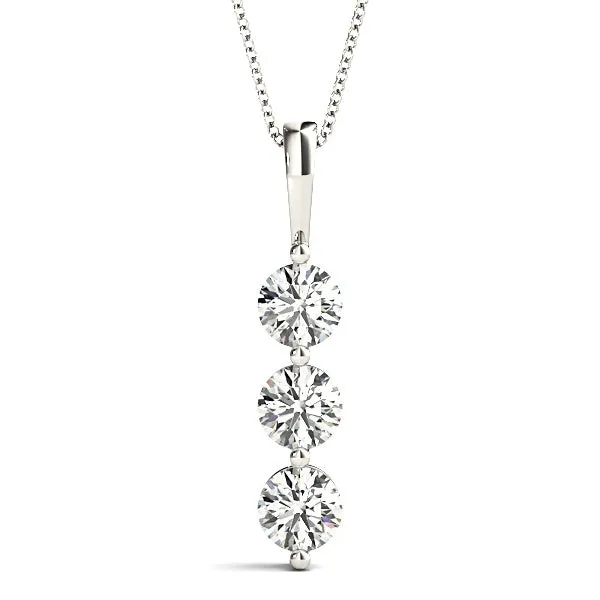 Shared Prong 1.00 ctw Diamond Three Stone Necklace Pendant