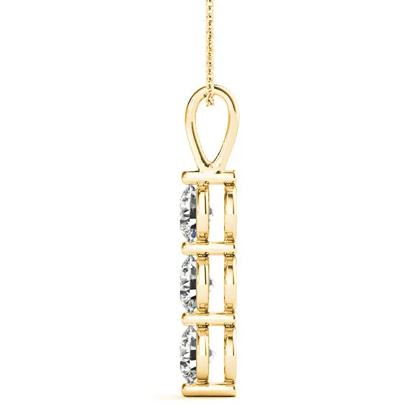 Shared Prong 1.00 ctw Diamond Three Stone Necklace Pendant