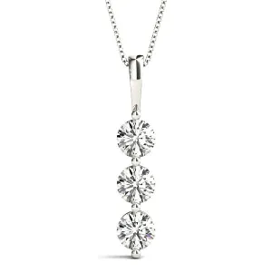 Shared Prong 1.00 ctw Diamond Three Stone Necklace Pendant