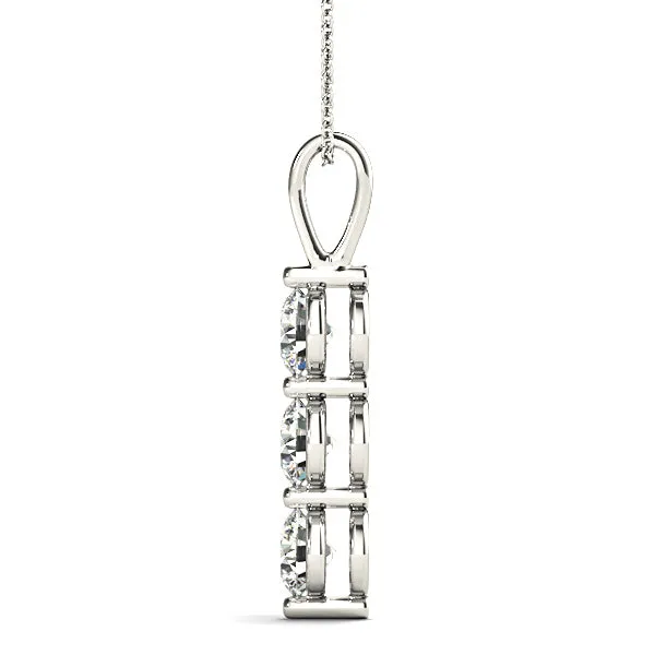 Shared Prong 1.00 ctw Diamond Three Stone Necklace Pendant