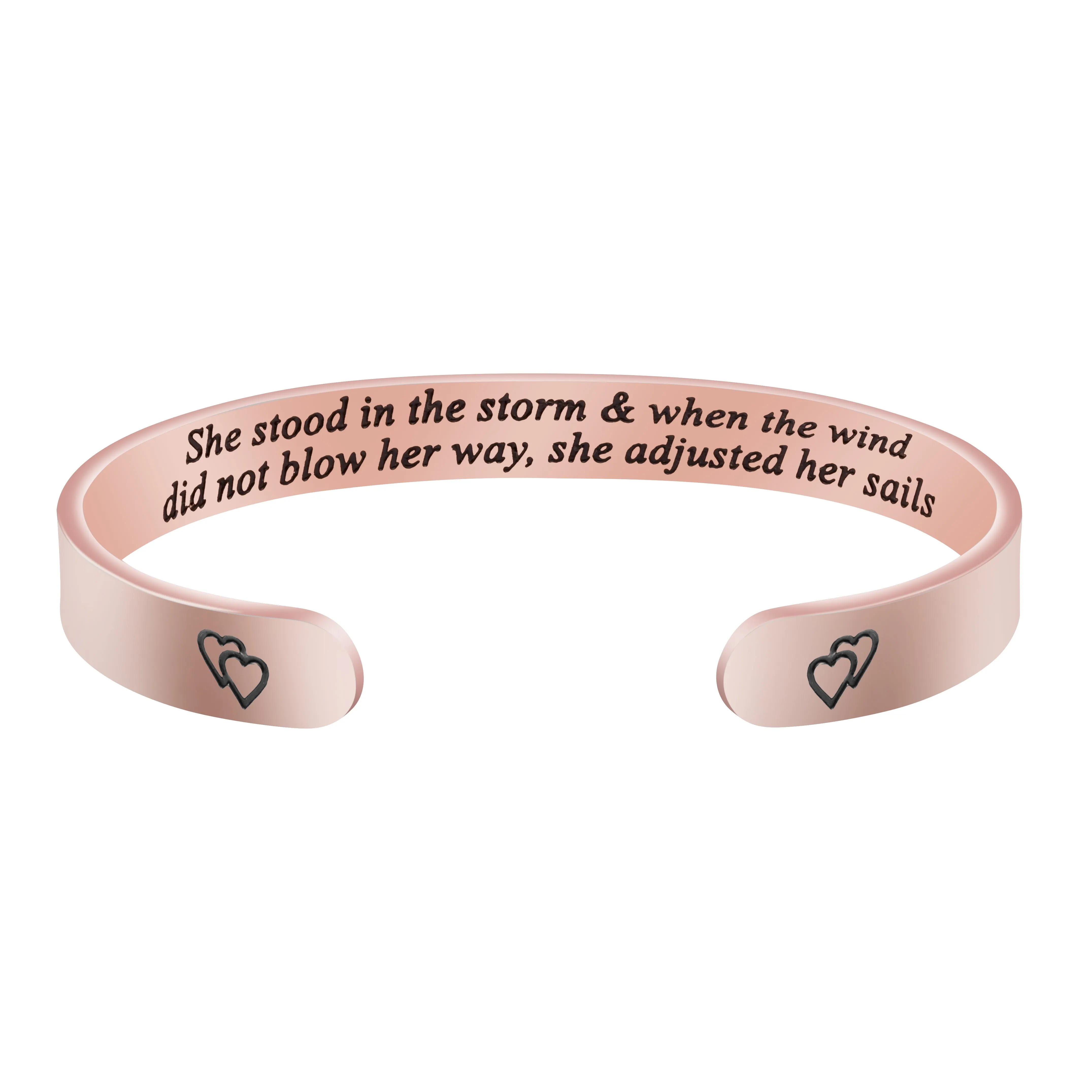 She Stood in the Storm Wide Hidden Message Cuff Bracelets