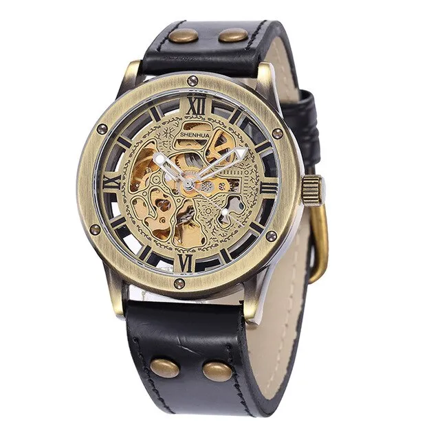 Shenhua Men Watches Vintage Bronze Automatic Mechanical Watches Men Skeleton Watches Relogio Masculino montre homme reloj hombre