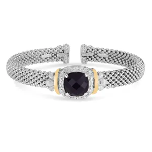 Silver & 18K Cushion-Cut Onyx Cuff