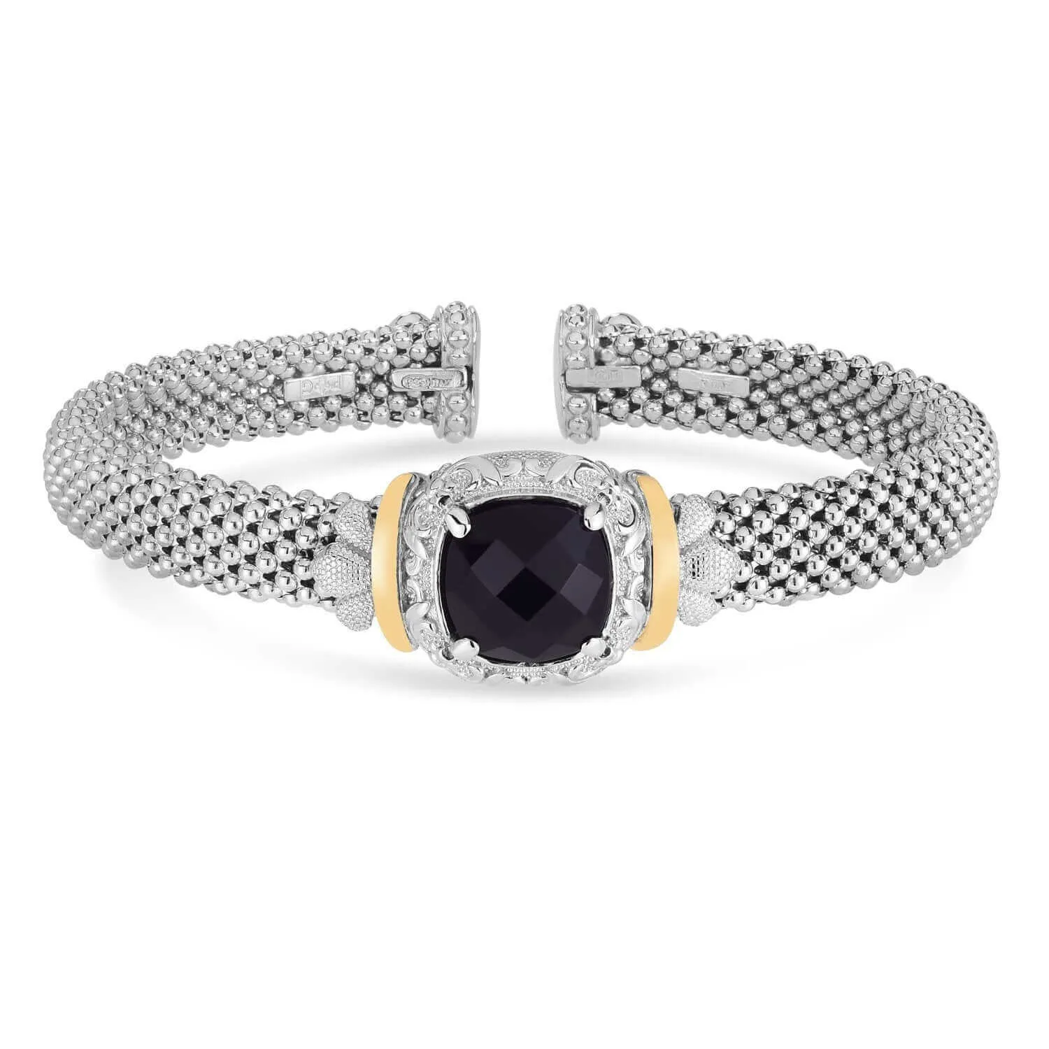Silver & 18K Cushion-Cut Onyx Cuff