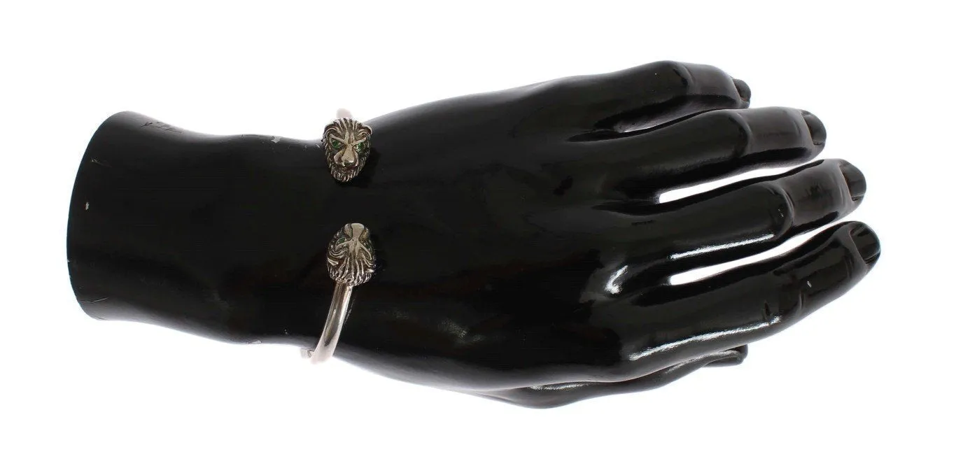 Silver Lion 925 Sterling Bangle Bracelet