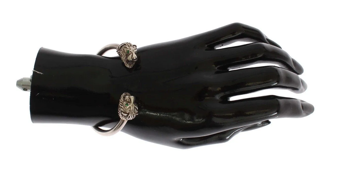 Silver Lion 925 Sterling Bangle Bracelet