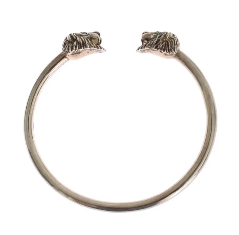 Silver Lion 925 Sterling Bangle Bracelet