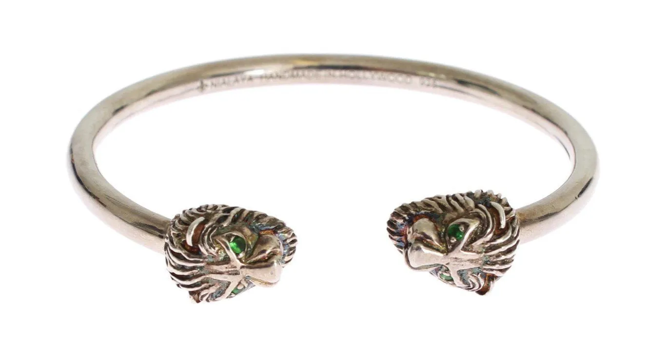 Silver Lion 925 Sterling Bangle Bracelet