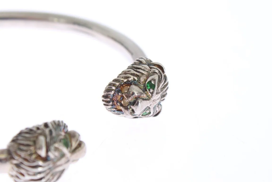 Silver Lion 925 Sterling Bangle Bracelet