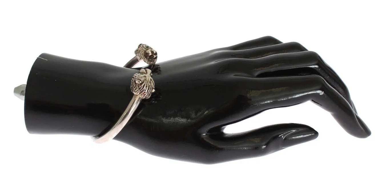 Silver Lion 925 Sterling Bangle Bracelet