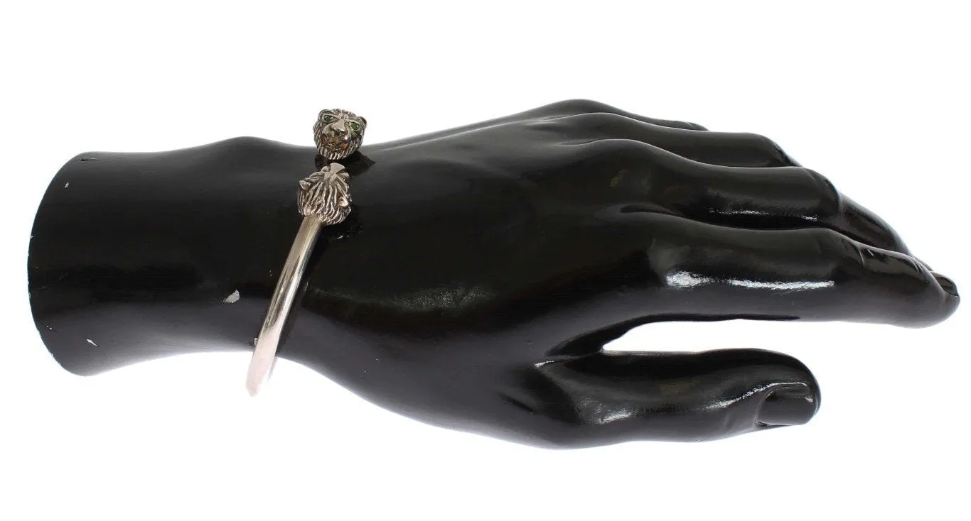 Silver Lion 925 Sterling Bangle Bracelet