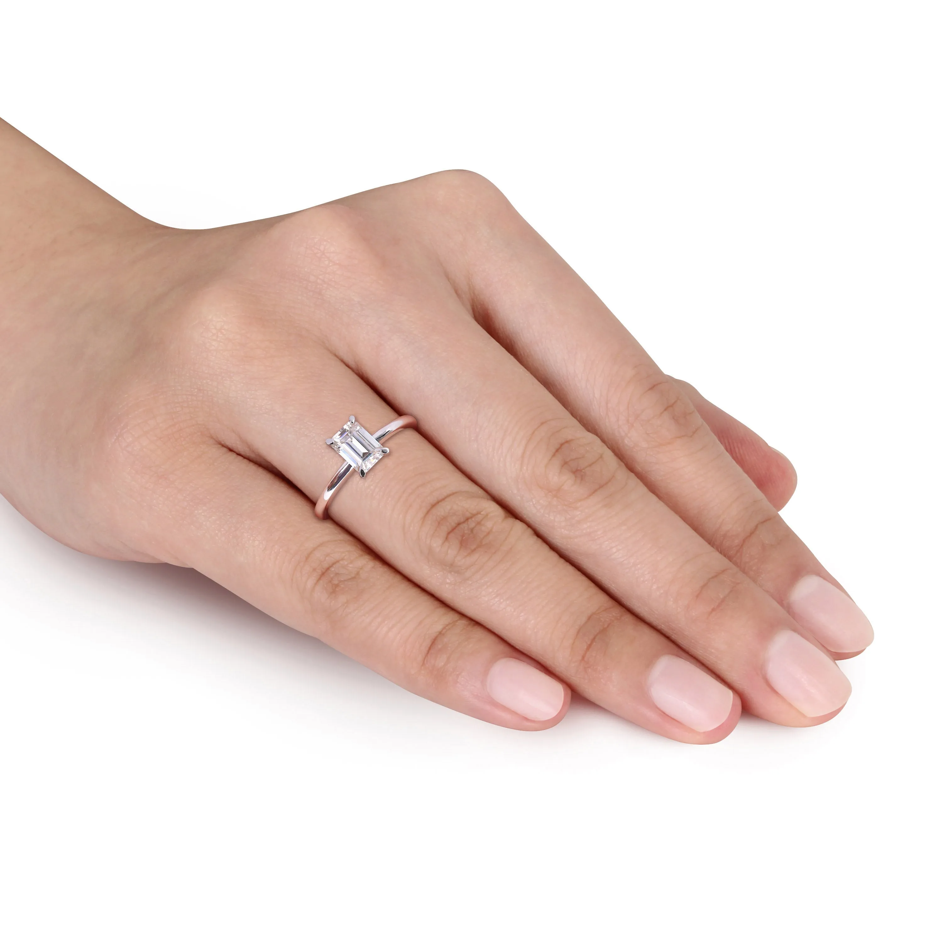 Silver Moissanite Octagon Cut Wedding Ring