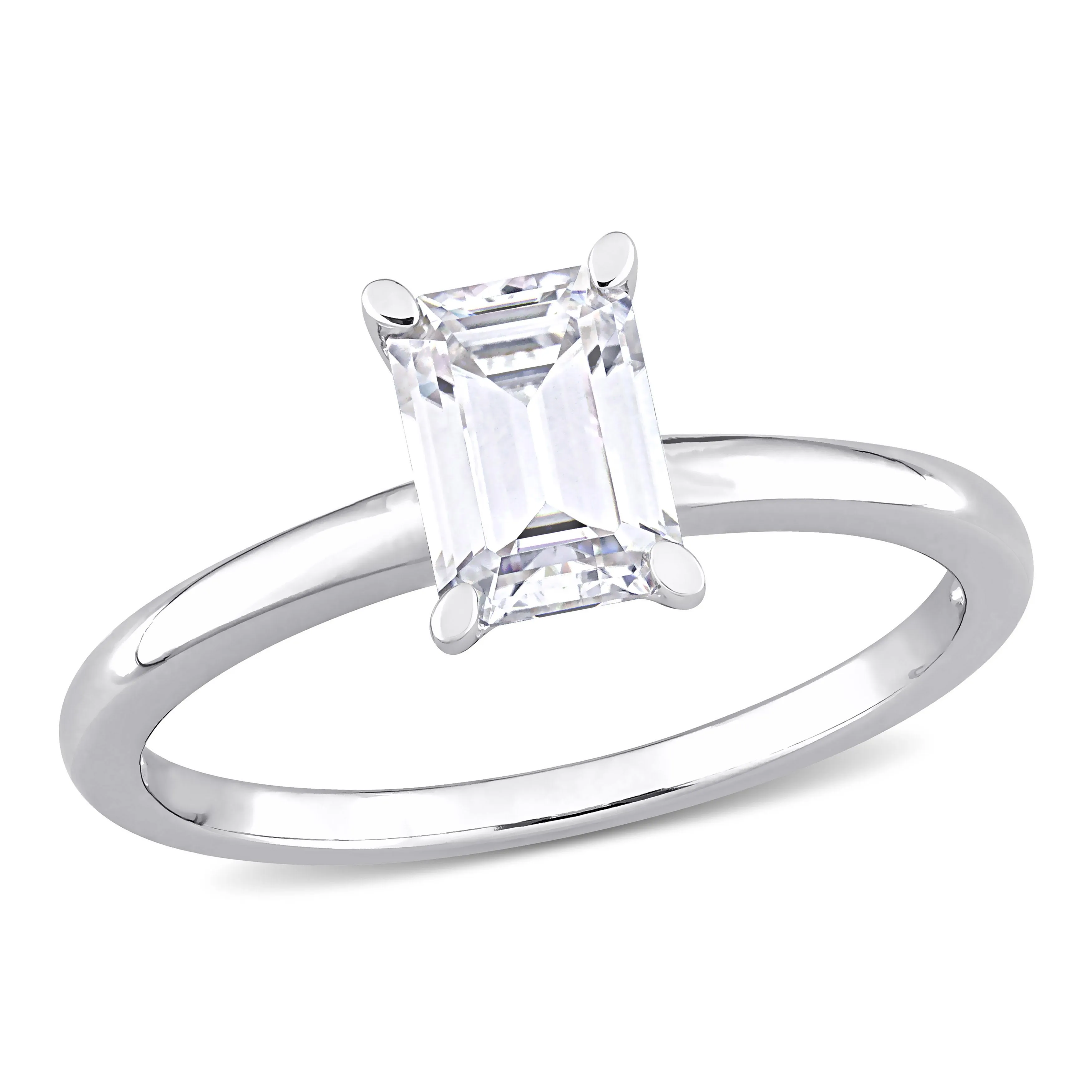 Silver Moissanite Octagon Cut Wedding Ring