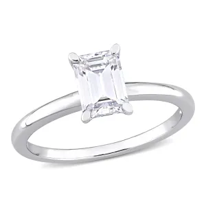 Silver Moissanite Octagon Cut Wedding Ring