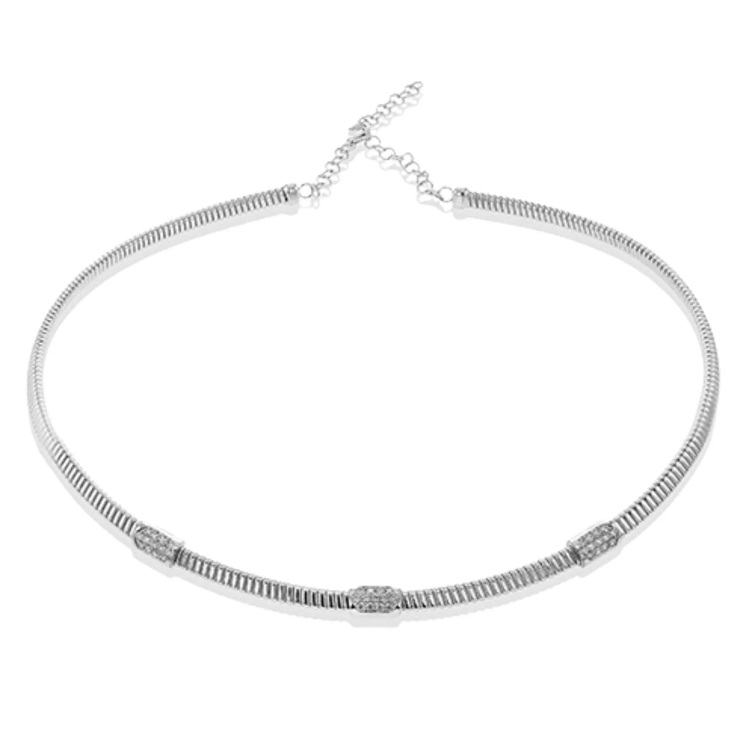 Simon G. Three Station Pave Diamond Choker Necklace