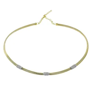 Simon G. Three Station Pave Diamond Choker Necklace