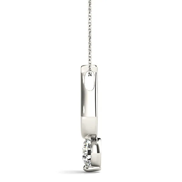 Single Prong Round Diamond Solitaire Necklace Pendant