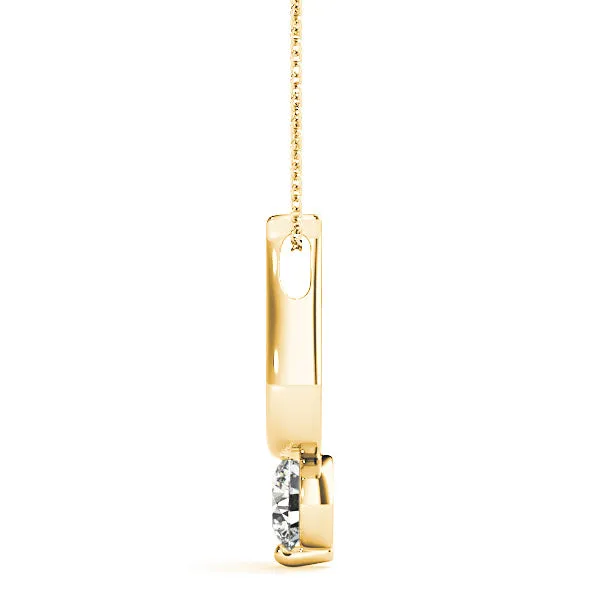 Single Prong Round Diamond Solitaire Necklace Pendant