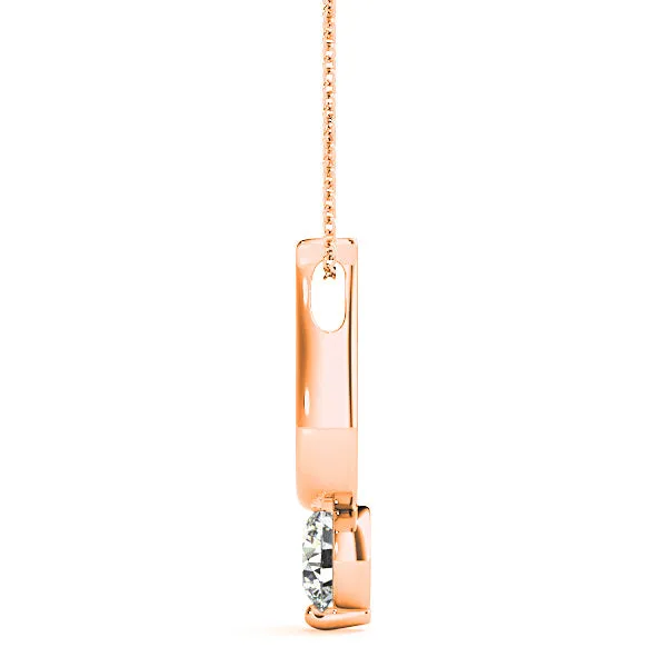 Single Prong Round Diamond Solitaire Necklace Pendant