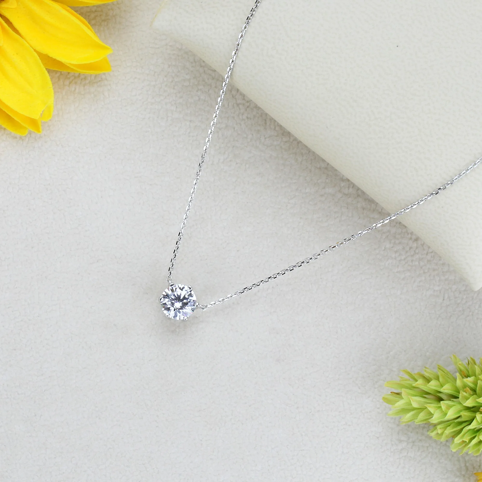 Six Prong Solitaire Necklace