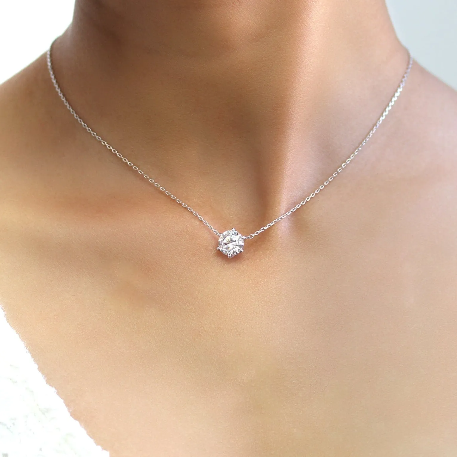 Six Prong Solitaire Necklace