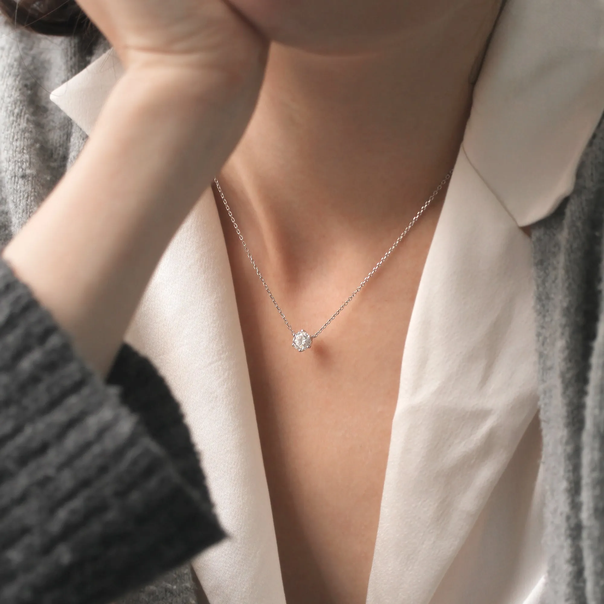 Six Prong Solitaire Necklace