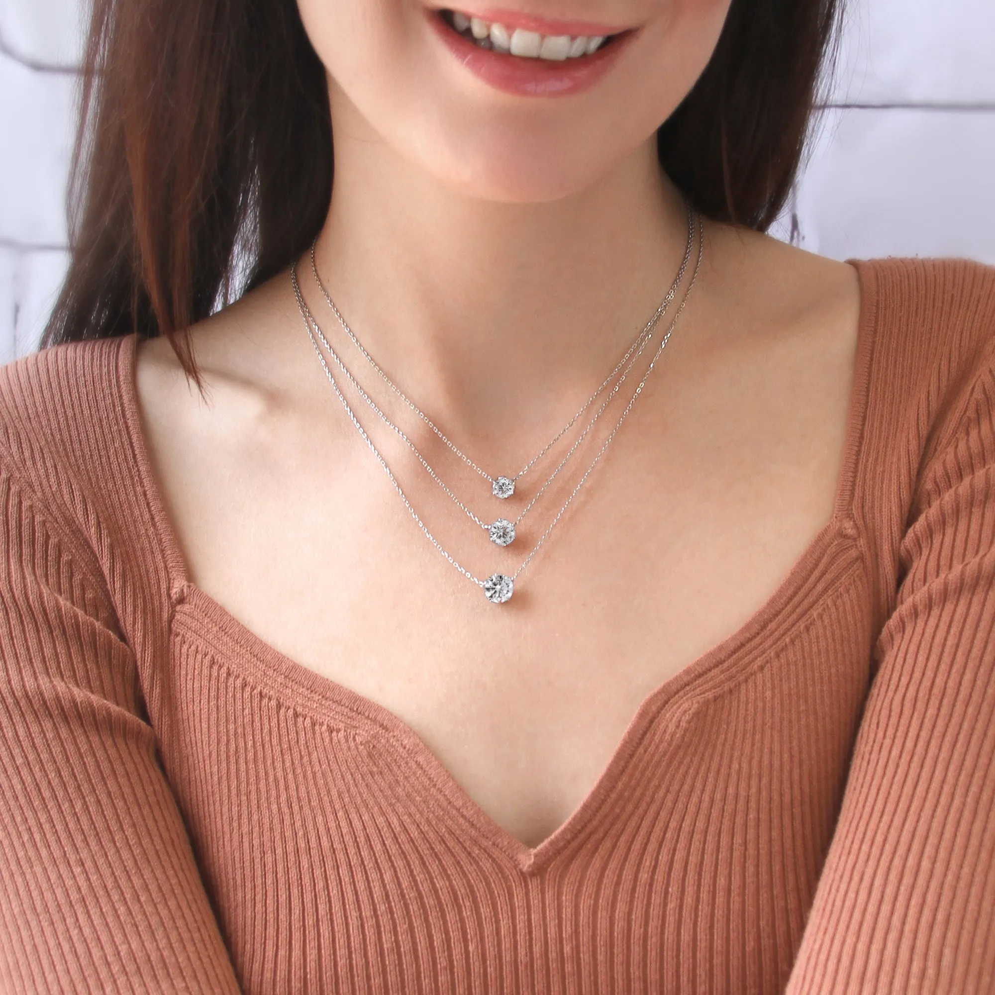 Six Prong Solitaire Necklace