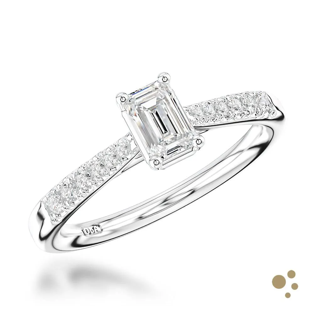 Skye Classic Emerald Solitaire 0.40ct Diamond Platinum Ring