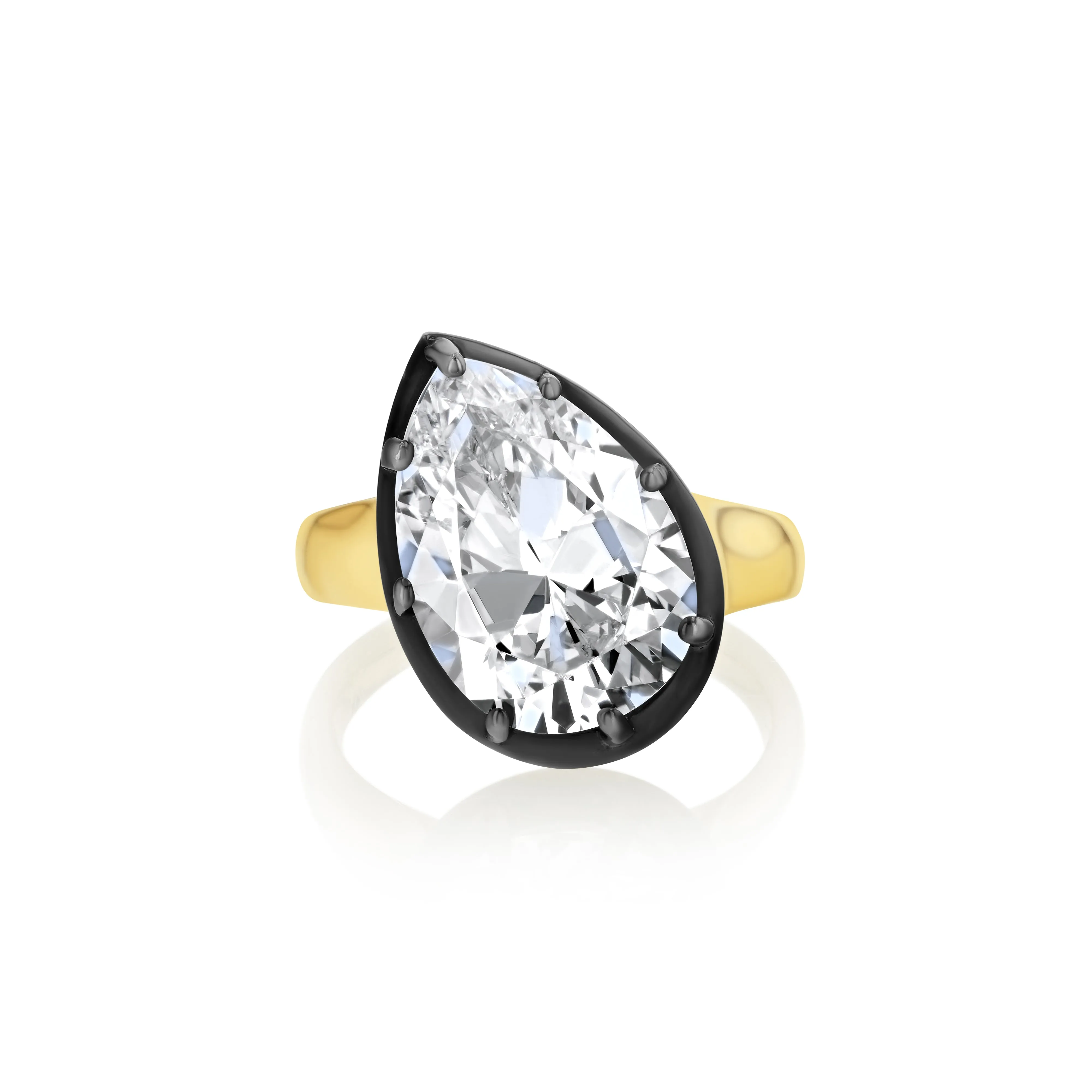 Slanted Pear Solitaire Ring