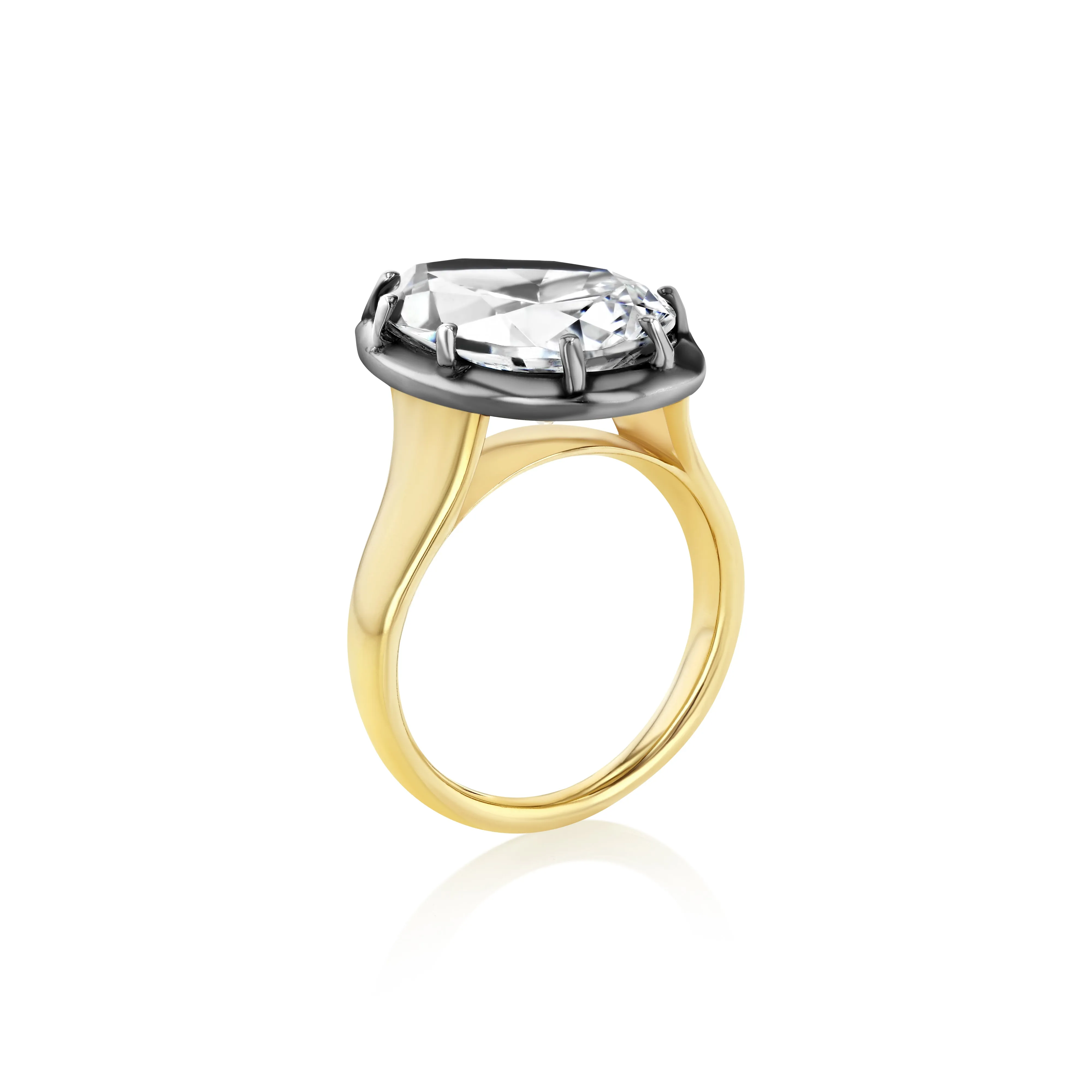 Slanted Pear Solitaire Ring