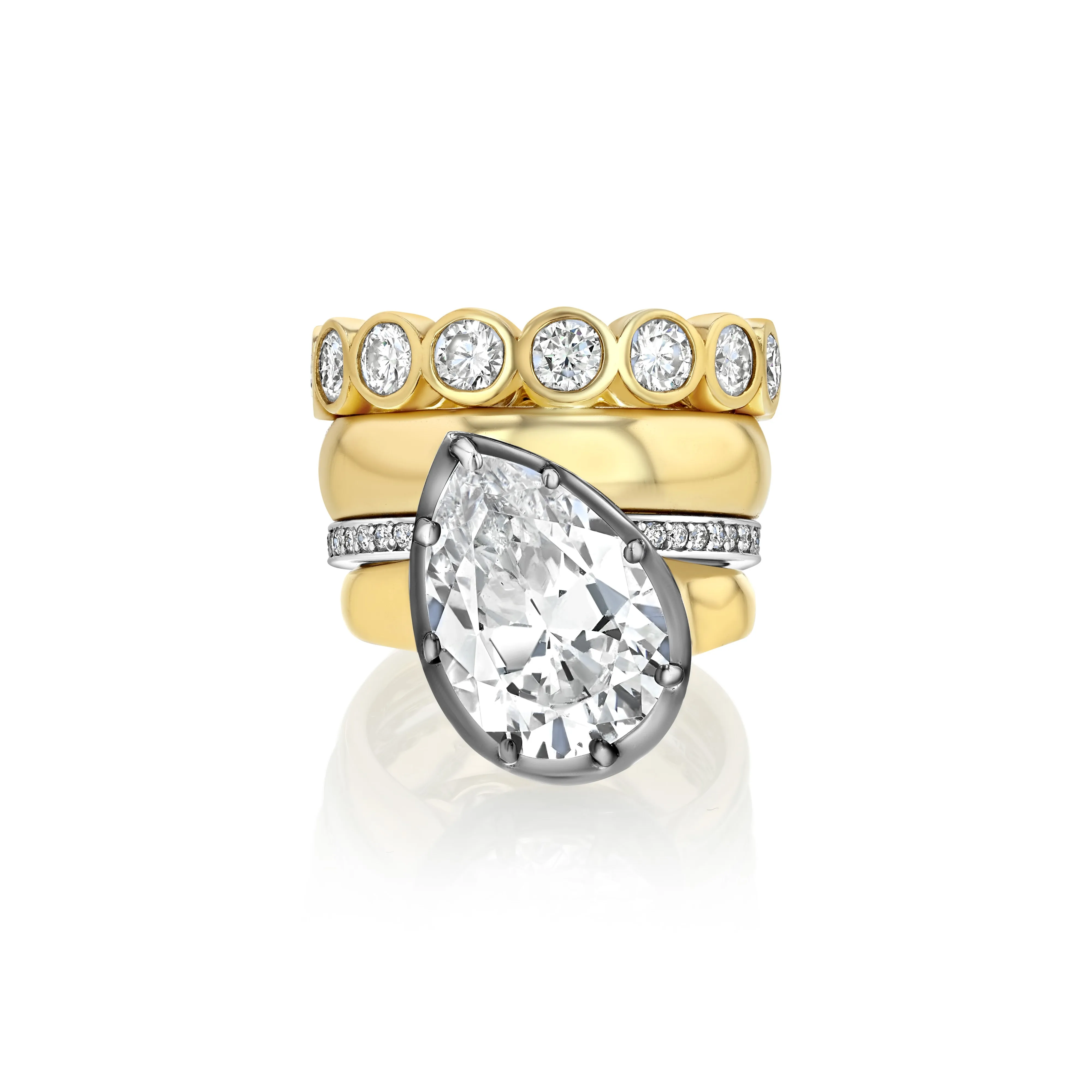 Slanted Pear Solitaire Ring