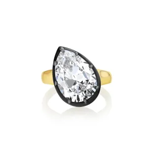 Slanted Pear Solitaire Ring