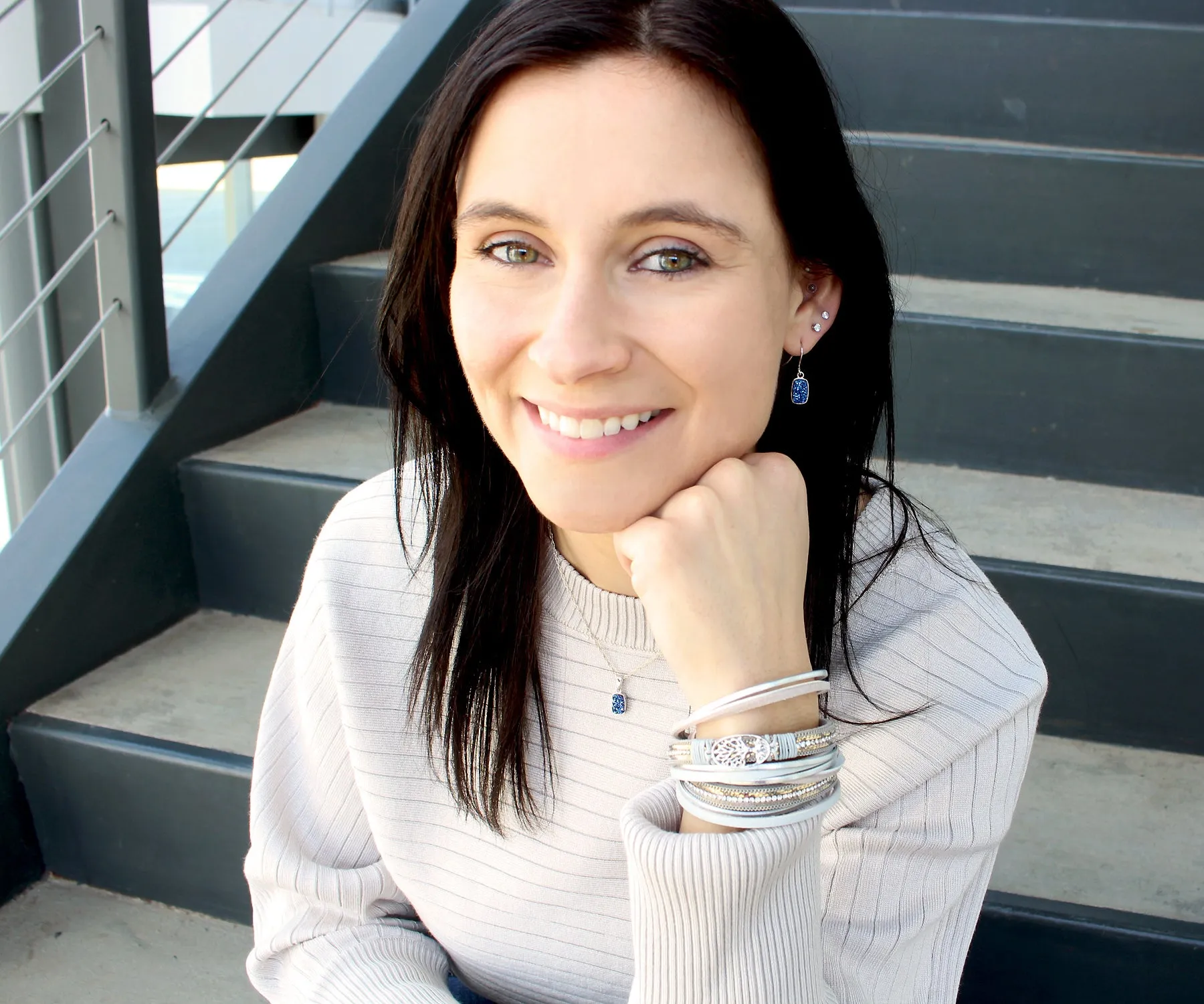 Small Rectangle Platinum Druzy Necklace