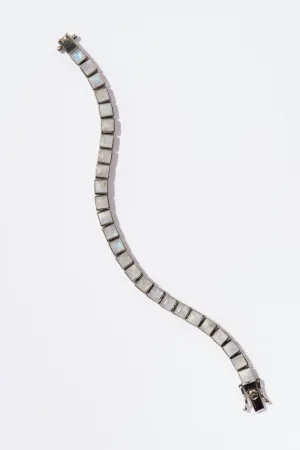 Small Tile Tennis Bracelet - Rainbow Moonstone